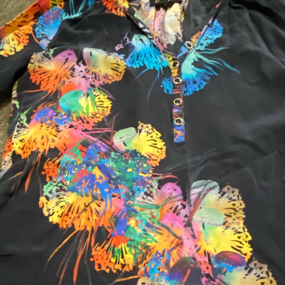 Yumi Kim black multicolor floral blouse size S